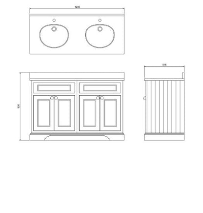 Burlington Freestanding 130 Vanity Unit w/ Doors & Basins