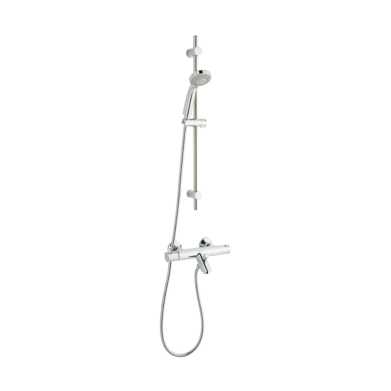 Just Taps Plus Thermostatic Bath Shower Mixer with Slide Rail Kit