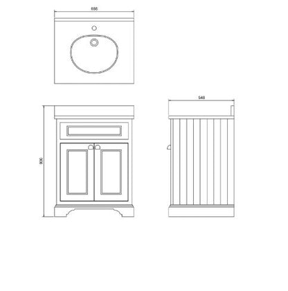 Burlington Freestanding 65 Vanity - Sand, Black Granite