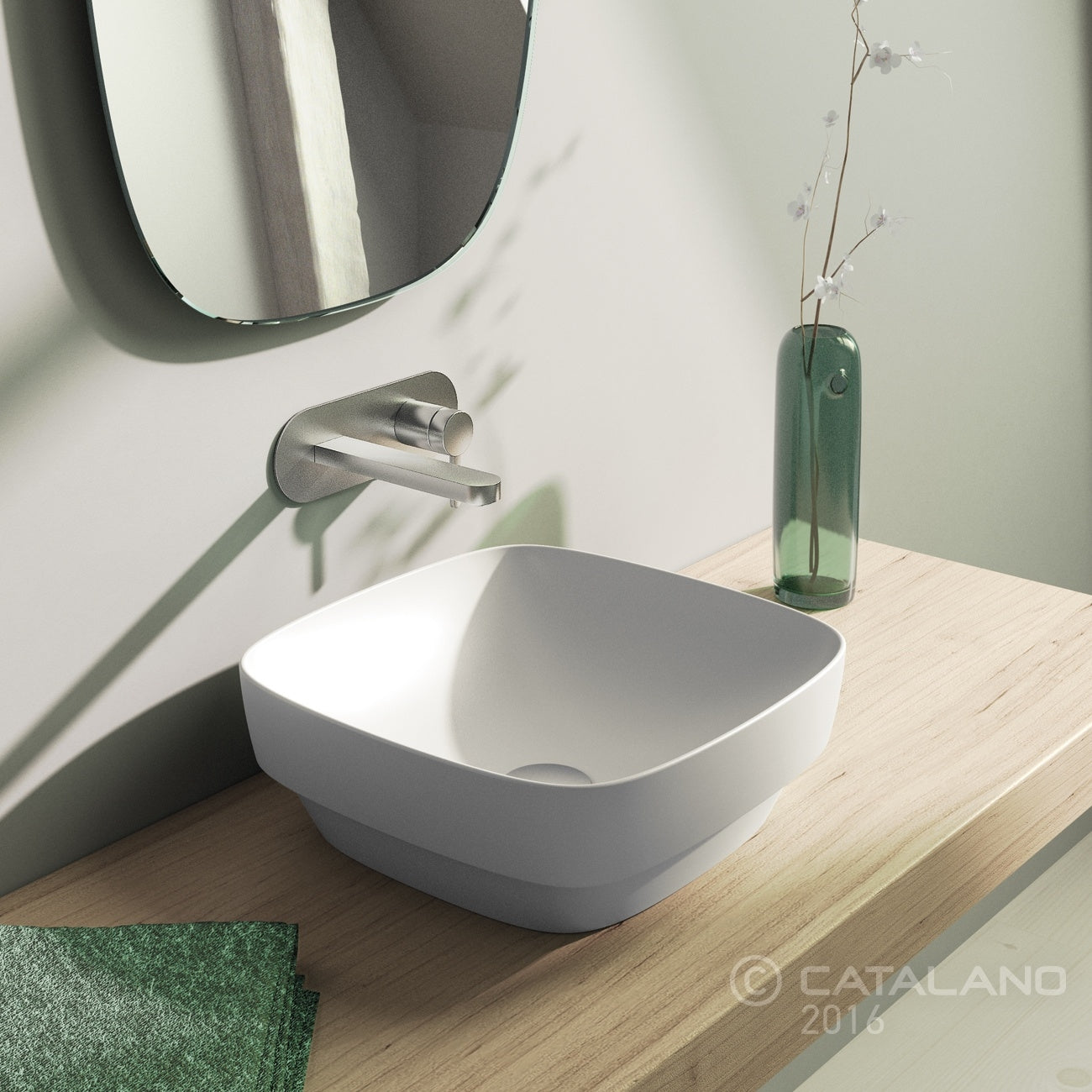 Green Lux 400 x 400mm Satin White Basin