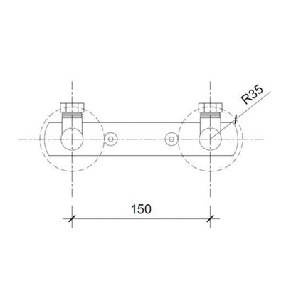 Just Taps Plus Mounting System for Exposed Installation, 1500mm Centres