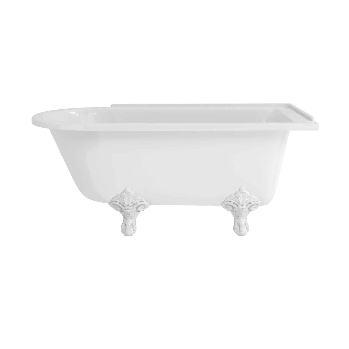 Hampton Showering 150cm Bath Right w/ White Traditional Legs
