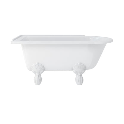 Hampton Showering 150cm Bath LH With White Luxury Claw Legs