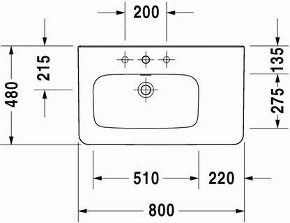 DuraStyle 800 x 480 Furniture Washbasin Asymmetric