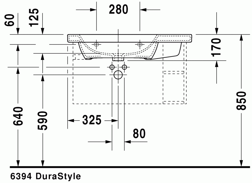 DuraStyle 800 x 480 Furniture Washbasin Asymmetric