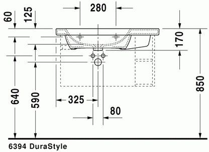 DuraStyle 800 x 480 Furniture Washbasin Asymmetric