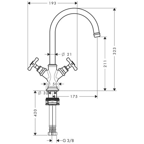 Hansgrohe Axor Montreux 2-Handle Basin Mixer w/out Waste
