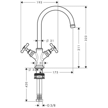 Hansgrohe Axor Montreux 2-Handle Basin Mixer w/out Waste