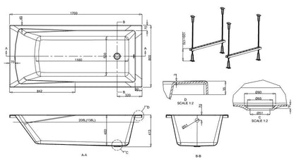 Sustain 170cm x 80cm Bath