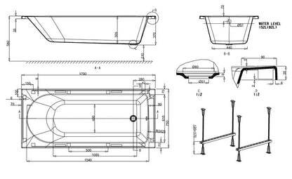 Reuse 1700 x 750 x 370mm Bath - White gloss Finish