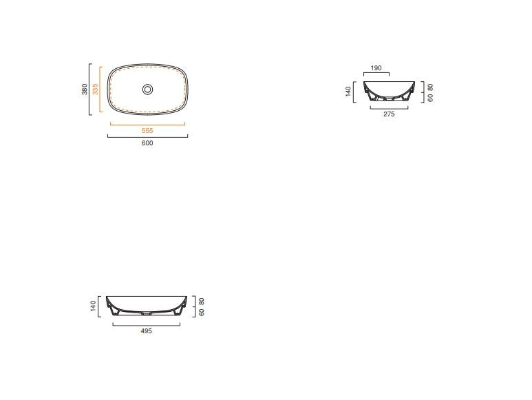 Catalano Green Lux 600 x 380mm Satin Black Basin
