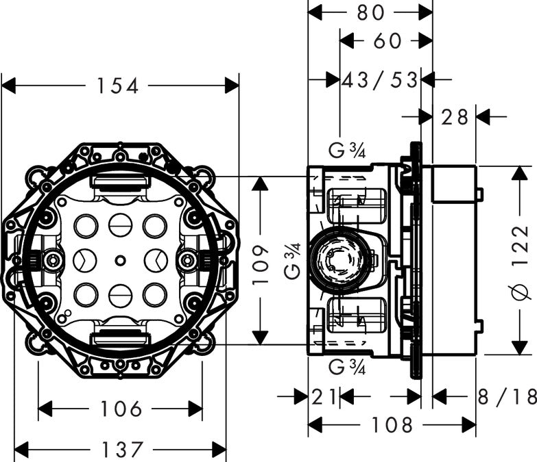 BDC Hansgrohe iBox Universal Part - Shower Valves & Heads
