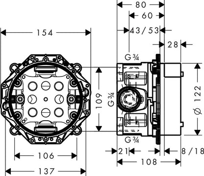 BDC Hansgrohe iBox Universal Part - Shower Valves & Heads