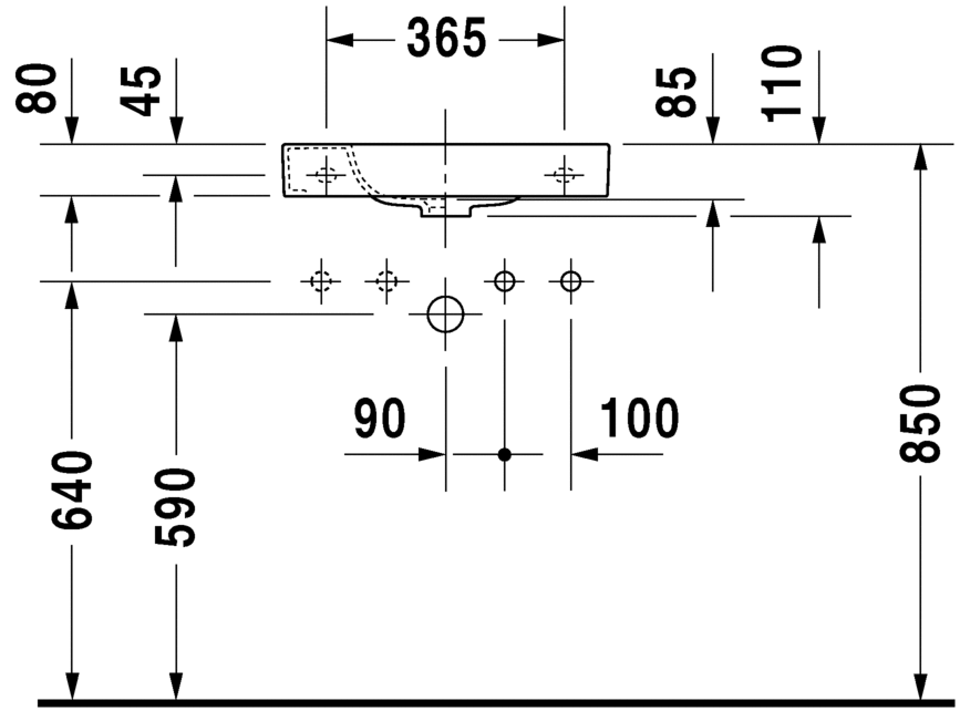 Duravit Happy D.2 500 x 220mm Handrinse Basin - 1 Tap Hole