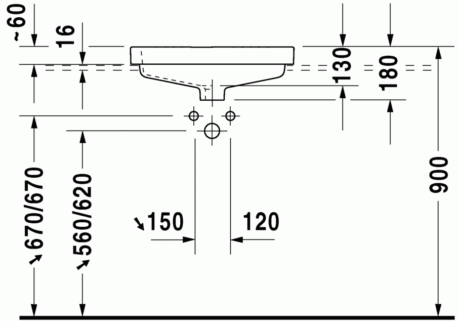 Vero 550 x 465 Rectangle Furniture Basin w/ Overflow