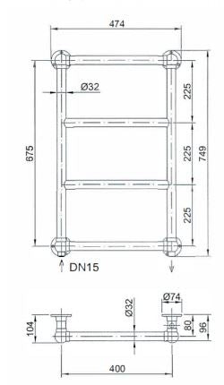 Heritage Portland Wall-Mounted Heated Towel Rail Chrome Inc Angled Rad Valves