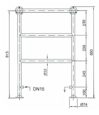 Heritage Portland Heated Towel Rail Chrome Inc Angled Rad Valves