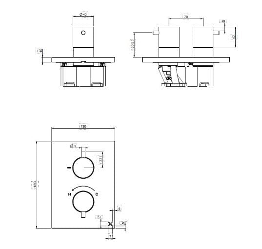 Crosswater 3ONE6 Shower Trim Set With 1 Outlet Slate