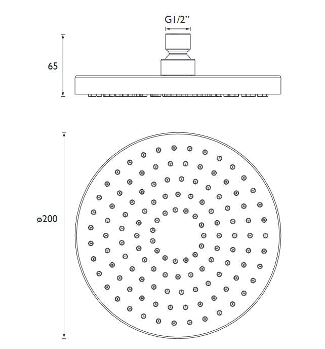Shower Head 200mm Black