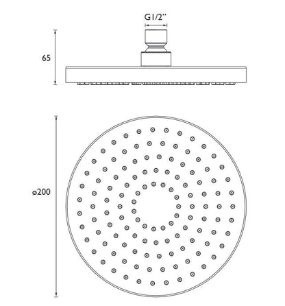 Shower Head 200mm Black