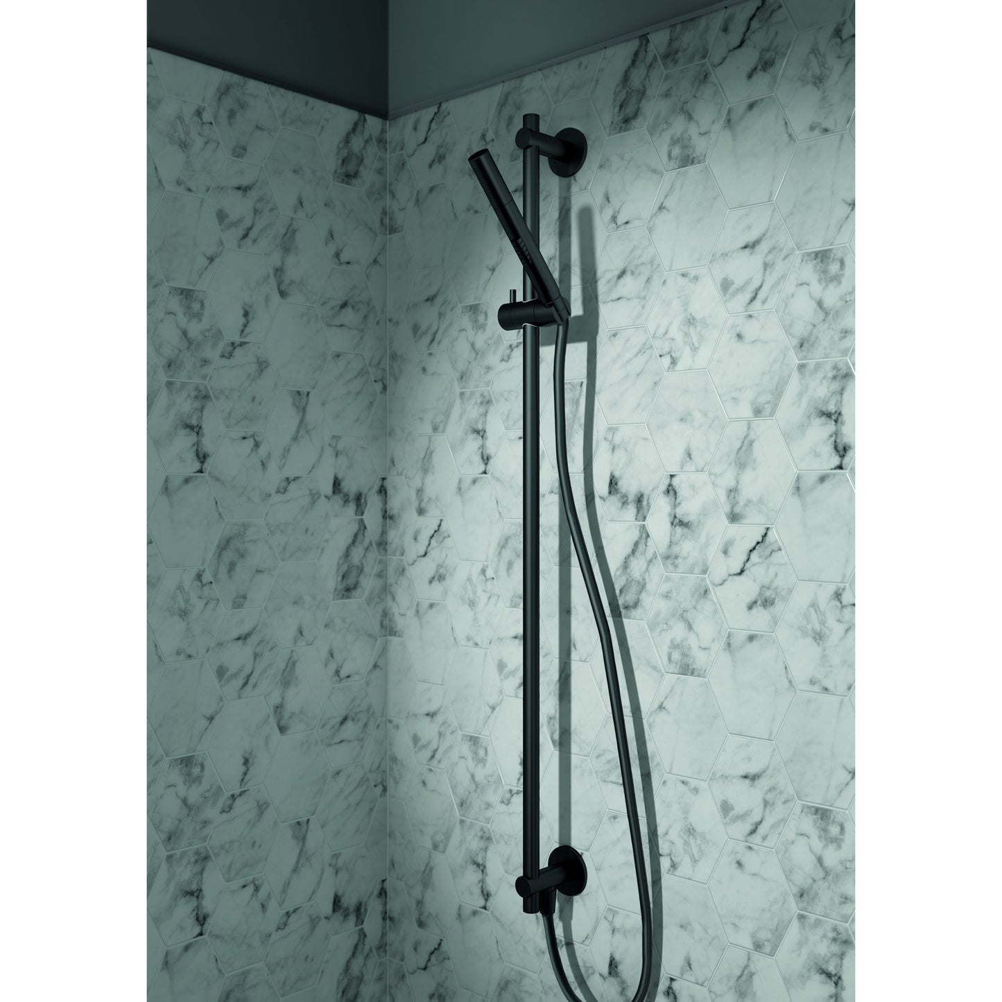 Just Taps Plus Vos Slide Rail with Single Function Hand Shower and Hose with Bottom Outlet 900mm