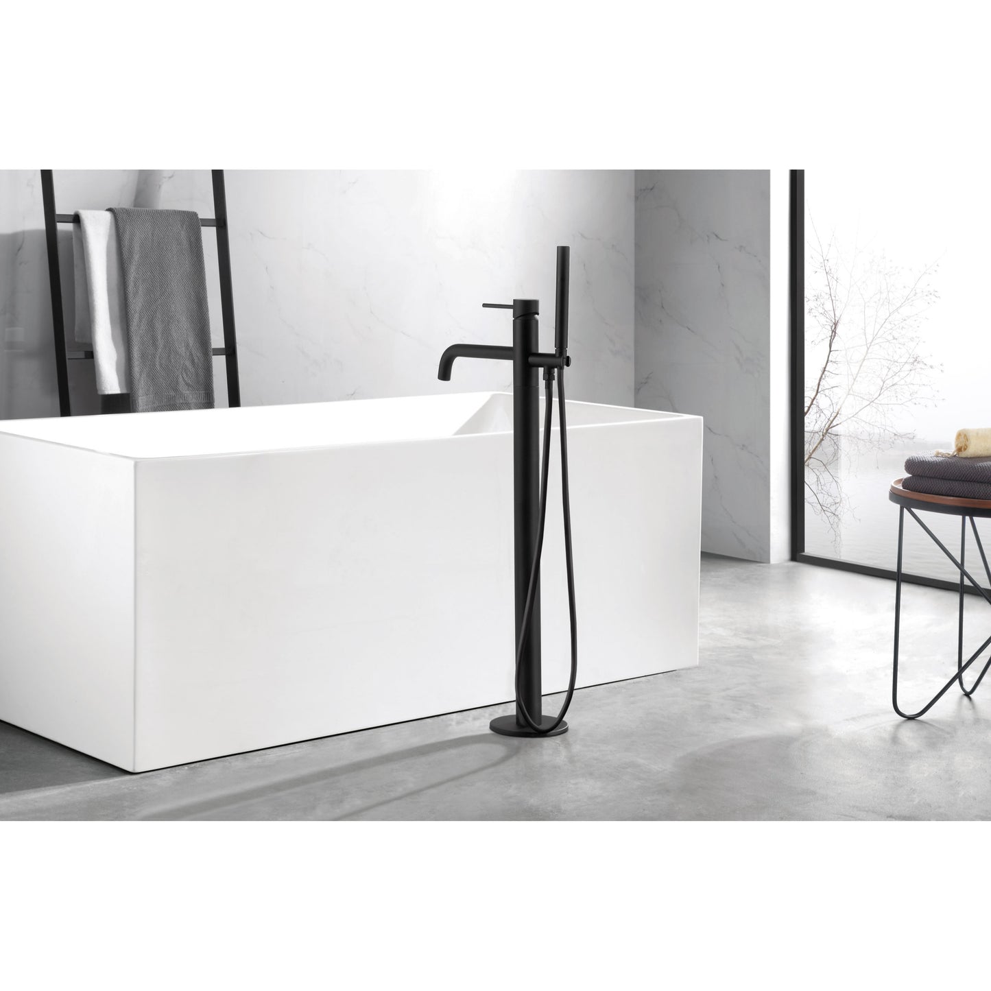 Just Taps Plus Vos Floor Standing Bath Mixer Designer Handle With Kit