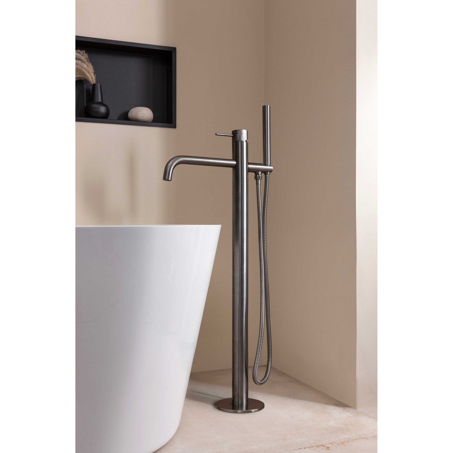 Just Taps Plus Vos Floor Standing Bath Mixer Designer Handle With Kit