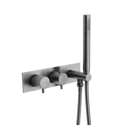 Just Taps Plus VOS Thermostatic Concealed 2 Outlet Shower Valve Designer Handle with Attached Handset