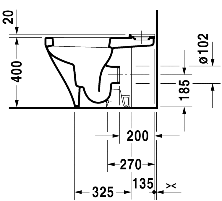 Duravit Durastyle Open Back Close Coupled WC Pan  White
