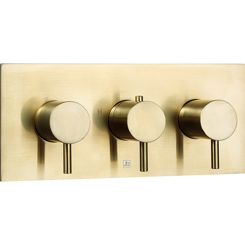 Just Taps Plus Vos Thermostatic Concealed 3 Outlet Shower Valve, Horizontal