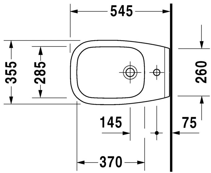 Duravit DCode 1 Tap Hole Wall Hung Bidet  White