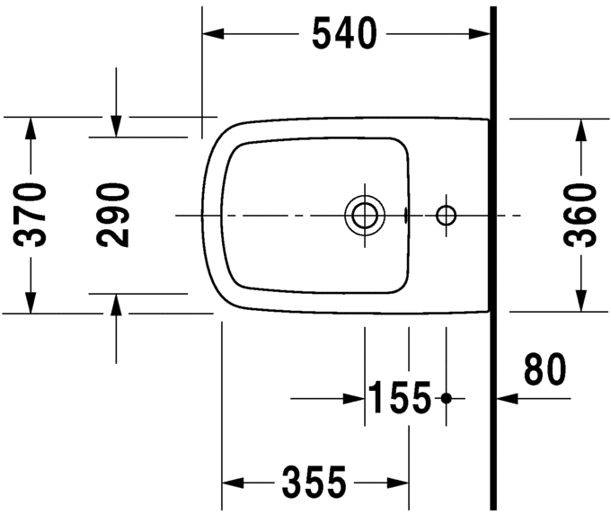 Duravit Durastyle 1 Tap Hole Wall Hung Bidet  White