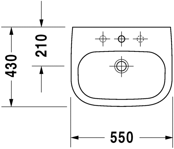 Duravit D-Code 550 x 430 1 Tap Hole Basin White