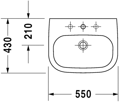 Duravit D-Code 550 x 430 1 Tap Hole Basin White