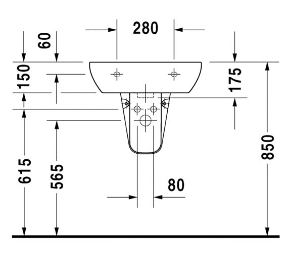 Duravit D-Code Basin With Semi Pedestal 550mm