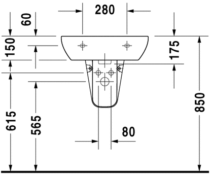 Duravit D-Code Basin With Semi Pedestal 550mm