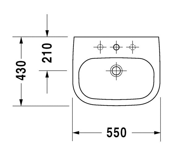 Duravit D-Code Basin With Semi Pedestal 550mm