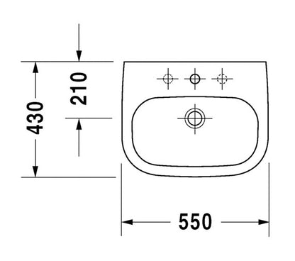 Duravit D-Code Basin With Semi Pedestal 550mm