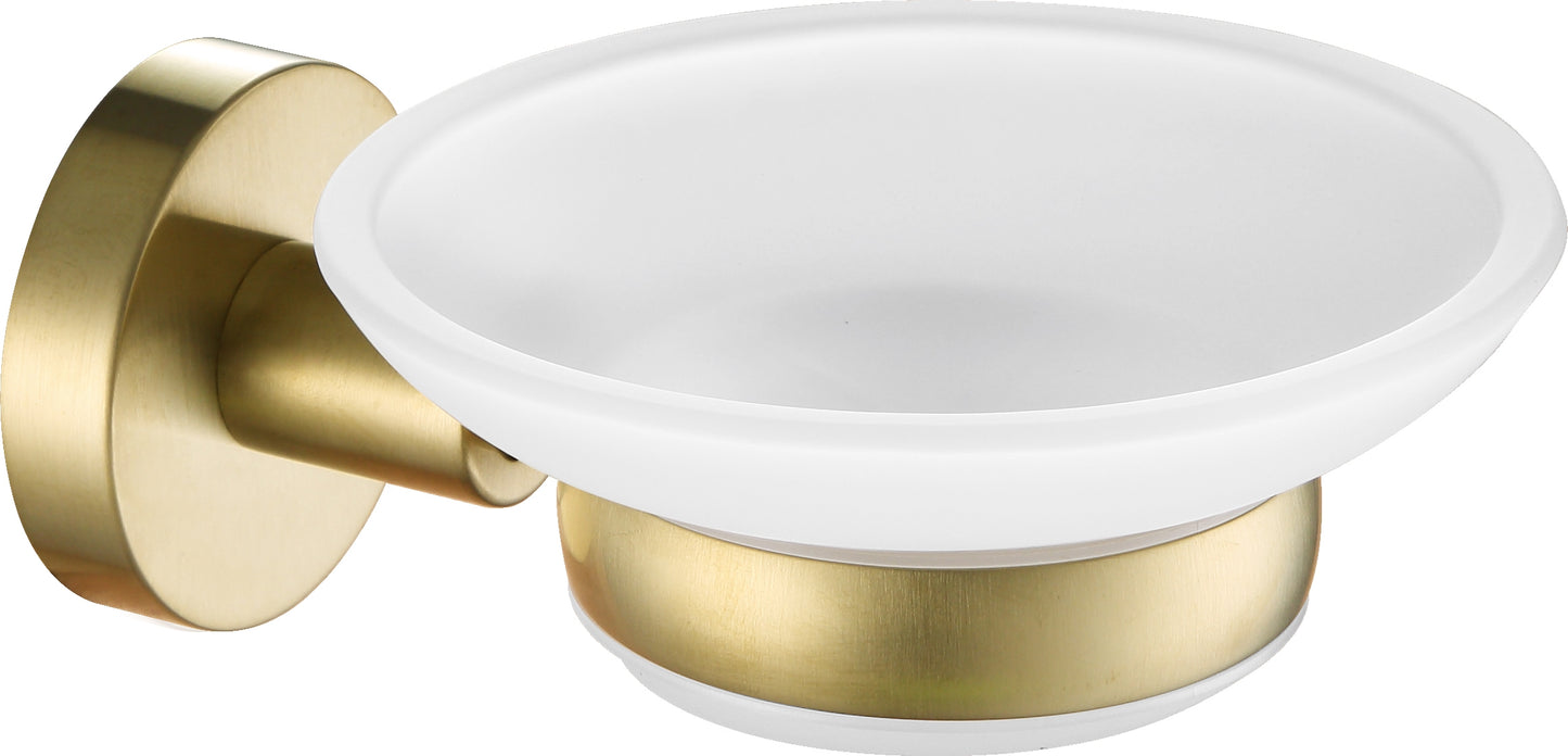 Soap Dish With Glass Brushed Brass