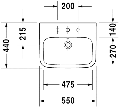 Duravit Durastyle Basin With Semi Pedestal 550mm