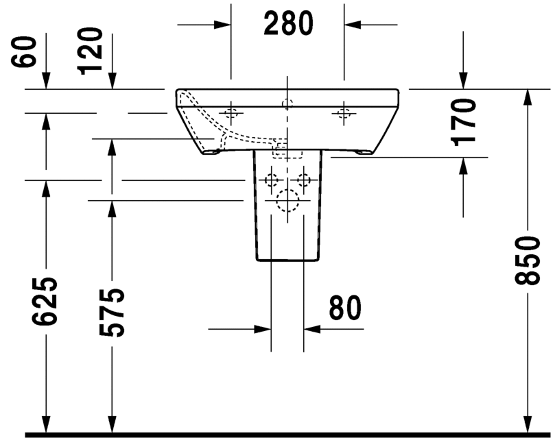 Duravit Durastyle Basin With Semi Pedestal 550mm