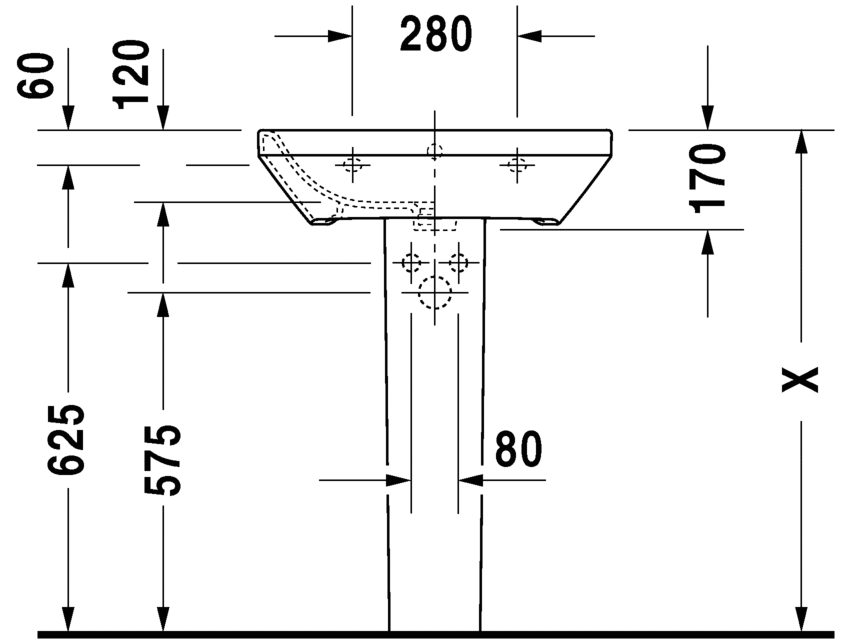 Duravit Durastyle 600 x 440 1 Tap Hole basin