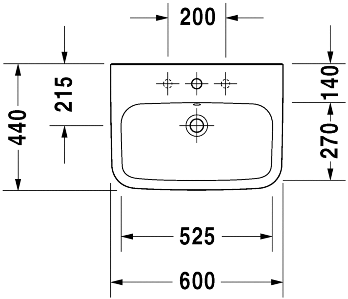 Duravit Durastyle Basin With Semi Pedestal 600mm