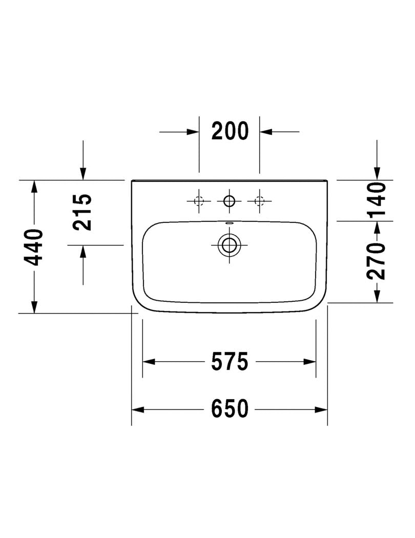 Duravit Durastyle Basin With Semi Pedestal 650mm