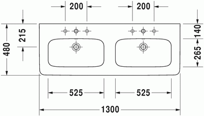 DuraStyle 1300 x 480 Double Furniture Washbasin Compact