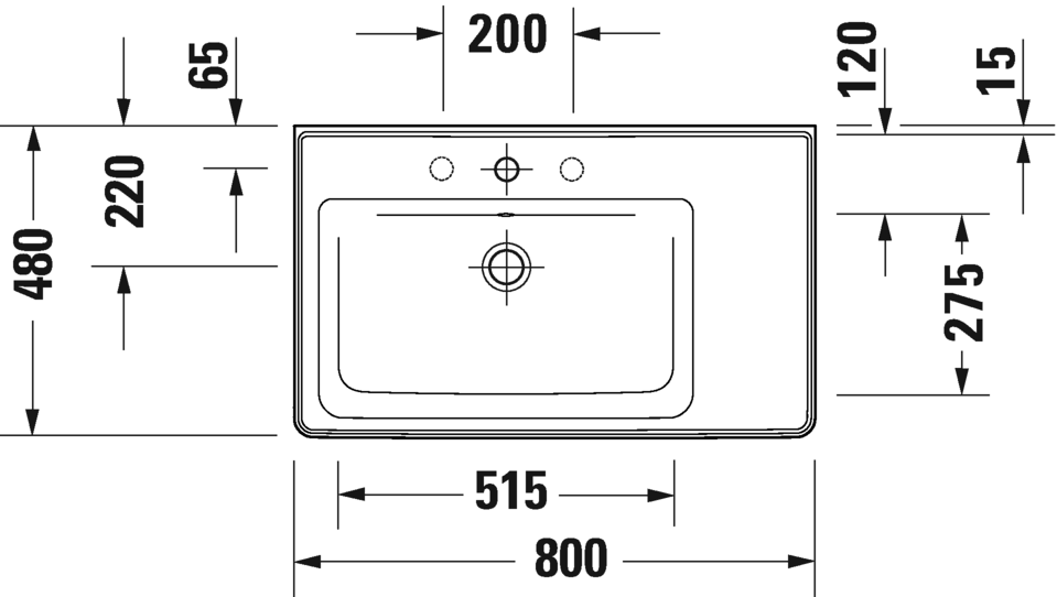 Duravit D-Neo Furniture washbasin asymmetric, 800mm
