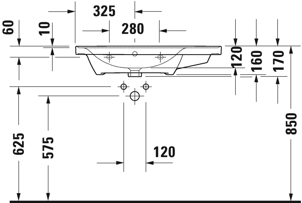 Duravit D-Neo Furniture washbasin asymmetric, 800mm
