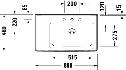 Duravit D-Neo with overflow Furniture washbasin asymmetric, 800 mm