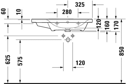 Duravit D-Neo with overflow Furniture washbasin asymmetric, 800 mm