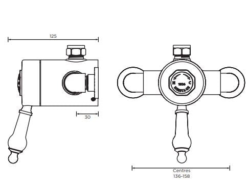 Glastonbury Exposed Shower Valve w/ Top Outlet Connection